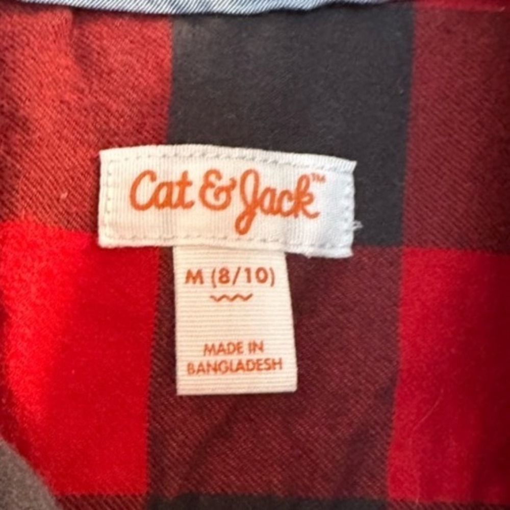 Cat & Jack Red and Black Buffalo‎ Plaid Button-Up Shirt - Picture 2 of 3